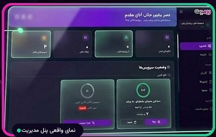 نمای واقعی پنل مدیریت رومیت با دادههای نمونه